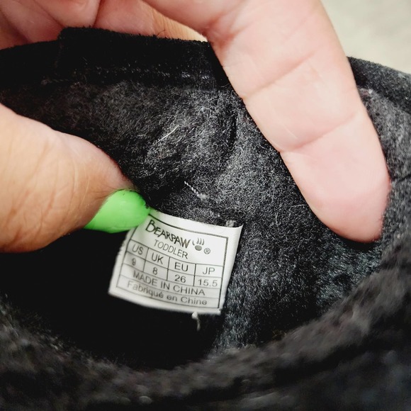 Bearpaw Val Toddler Black Cow Suede Boots Size 9 Winter Sherpa Shearling EUC - Picture 5 of 13